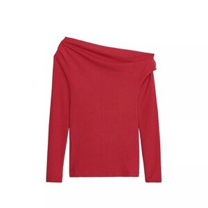 Red Off-Shoulder Women's Sweater
